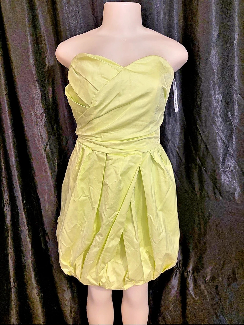 David's Bridal Yellow Strapless Mini Dress Like New